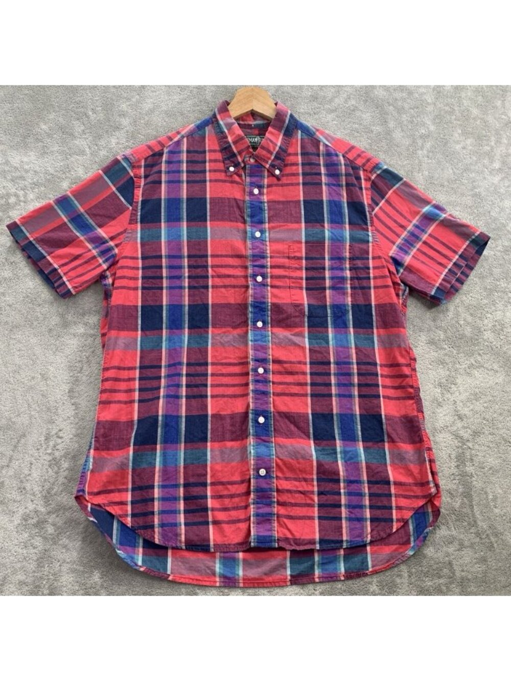 Gitman Bros 40th Anniversary Shirt Men Large Plaid Short Sleeve Button Up Preppy